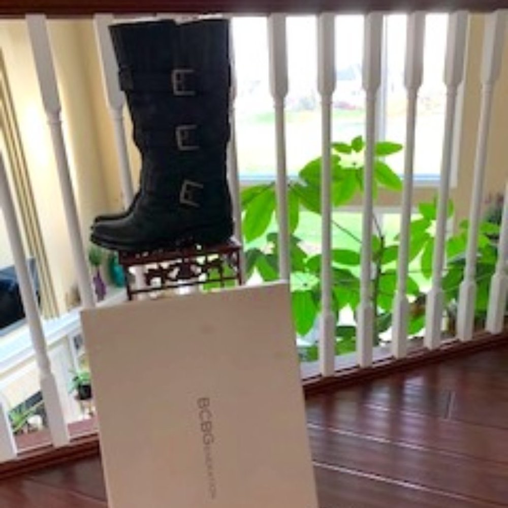 3 Buckle Black Leather Biker Boots